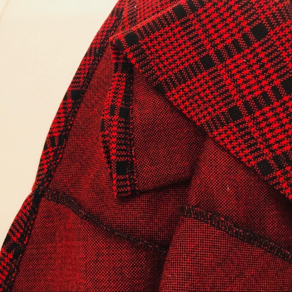 VINTAGE 90s Red/Black Plaid A-Line Miniskirt Sz S - Picture 4 of 5
